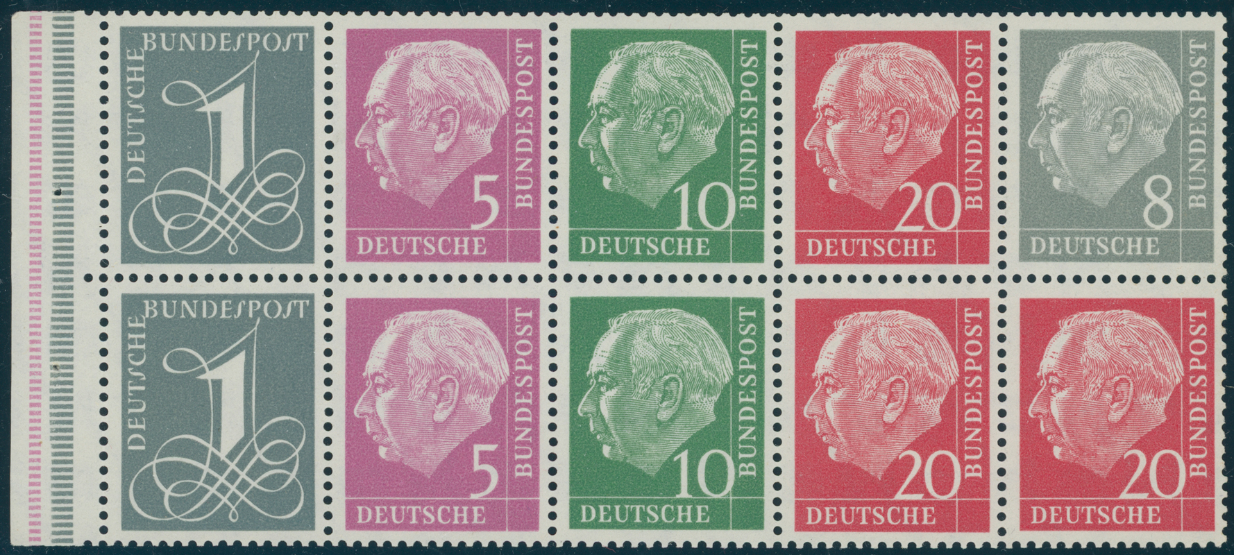 BRD 1960 Heftchenblatt 8 Y II, Randleistenvariante II