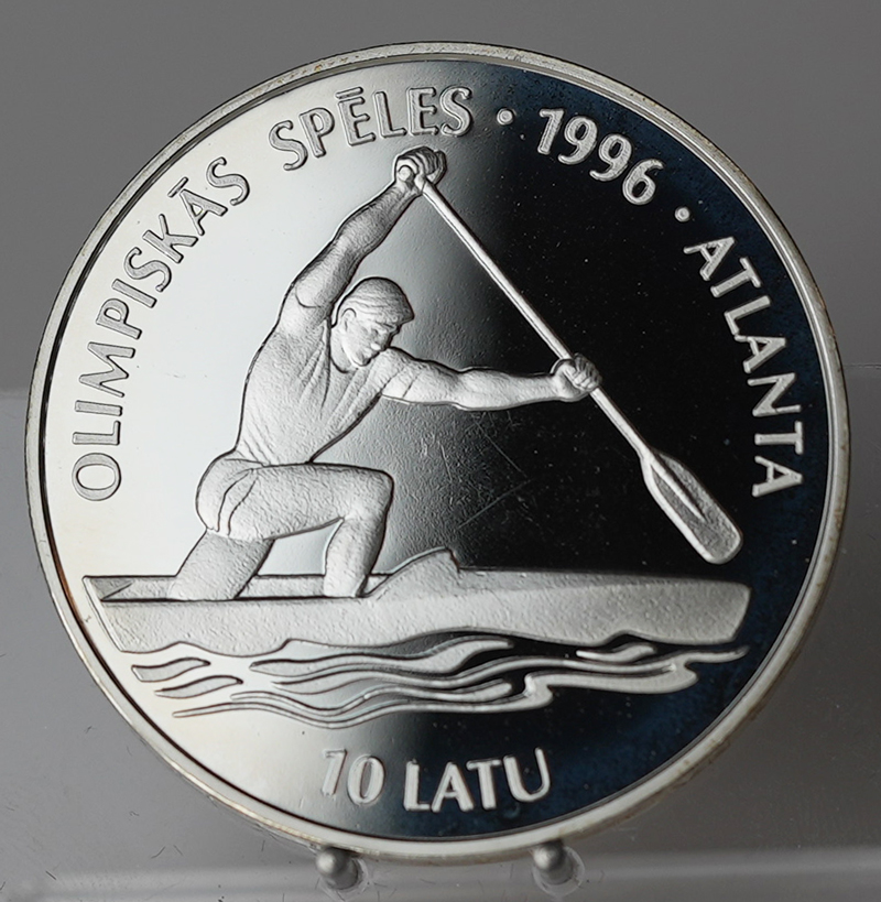 LETTLAND 10 Latu Silber 1994 Olympische Spiele 1996 in Atlanta