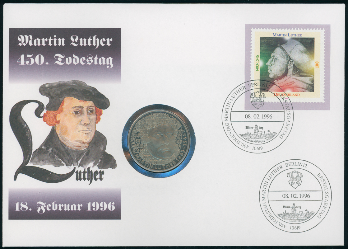 BRD 1983/1996 Numisbrief Martin Luther 450. Todestag