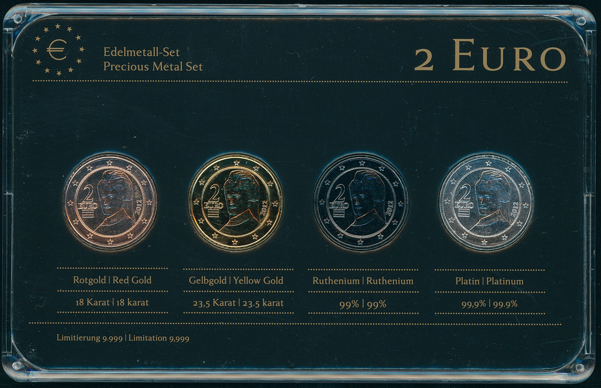 ÖSTERREICH Edelmetall-Set mit 4 x 2 Euro 2012