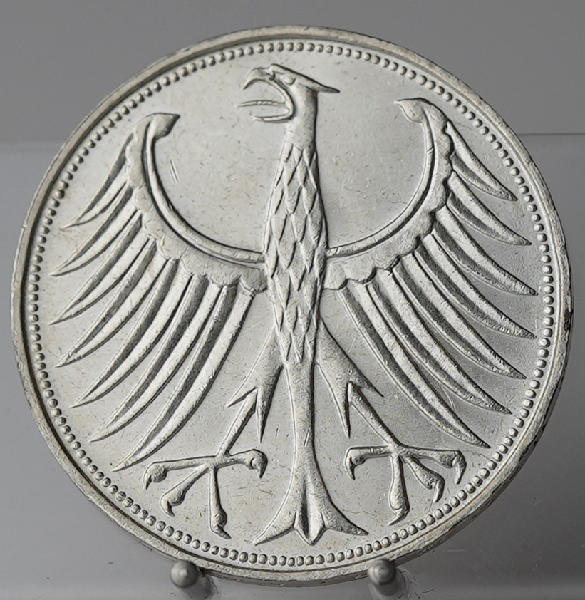 BRD 5 DM Silberadler 1956 D, Jaeger 387