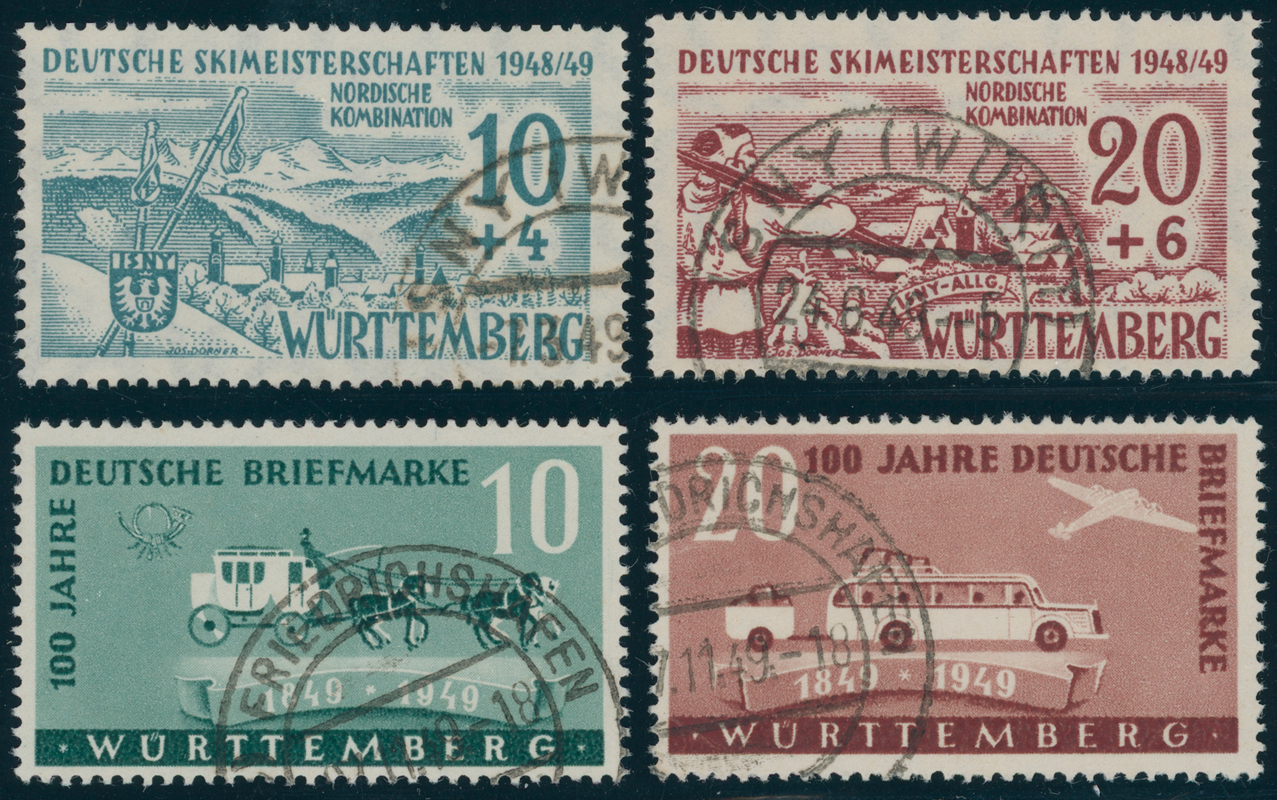 FZ WÜRTTEMBERG MiNr. 38-39, 49-50 sauber gestempelt FZ WÜRTTEMBERG MiNr. 38-39, 49-50 sauber gestempelt