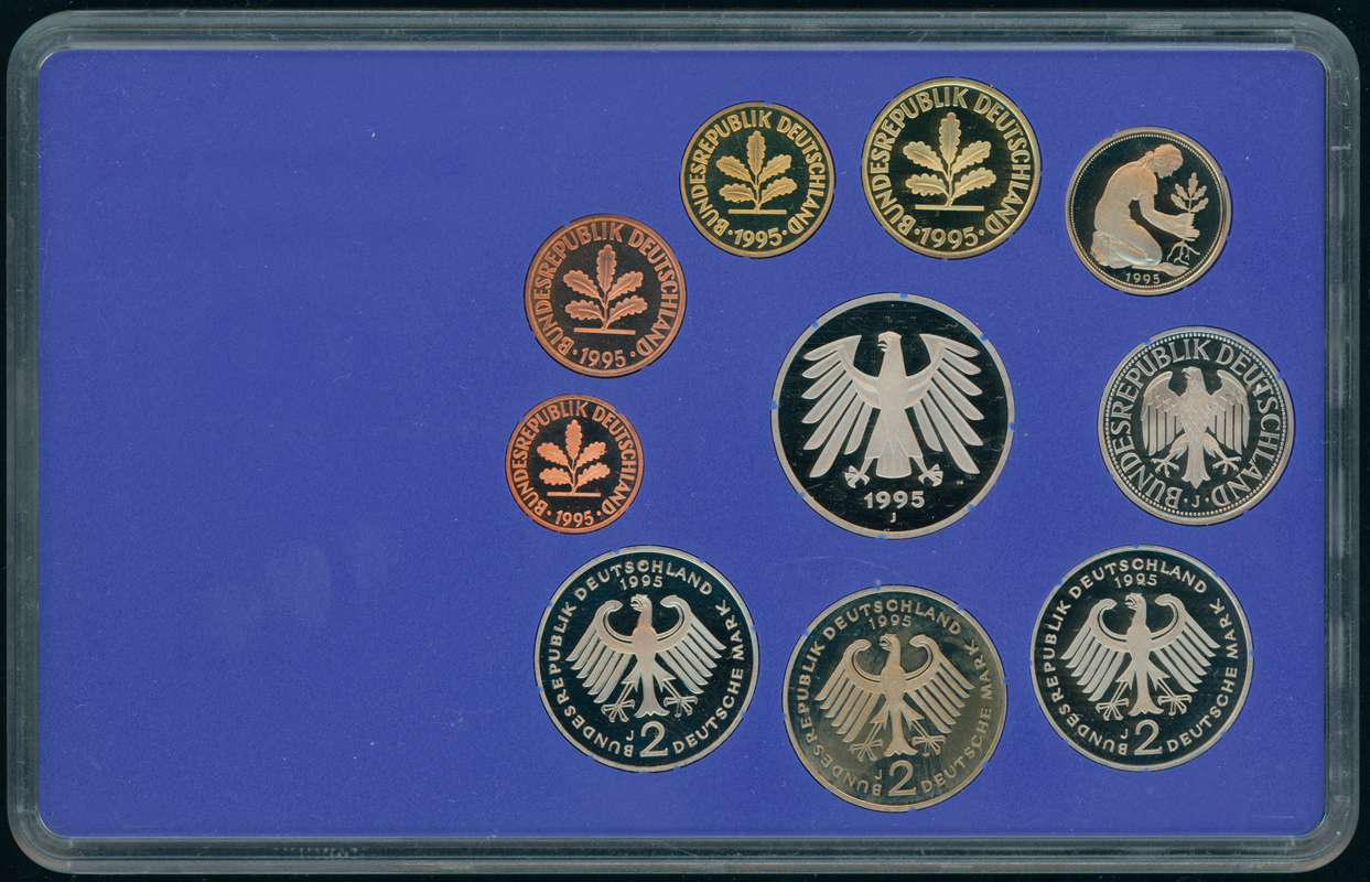 BRD 1995 Kursmünzensatz Prägebuchstabe J (Hamburg) PP Kopie
