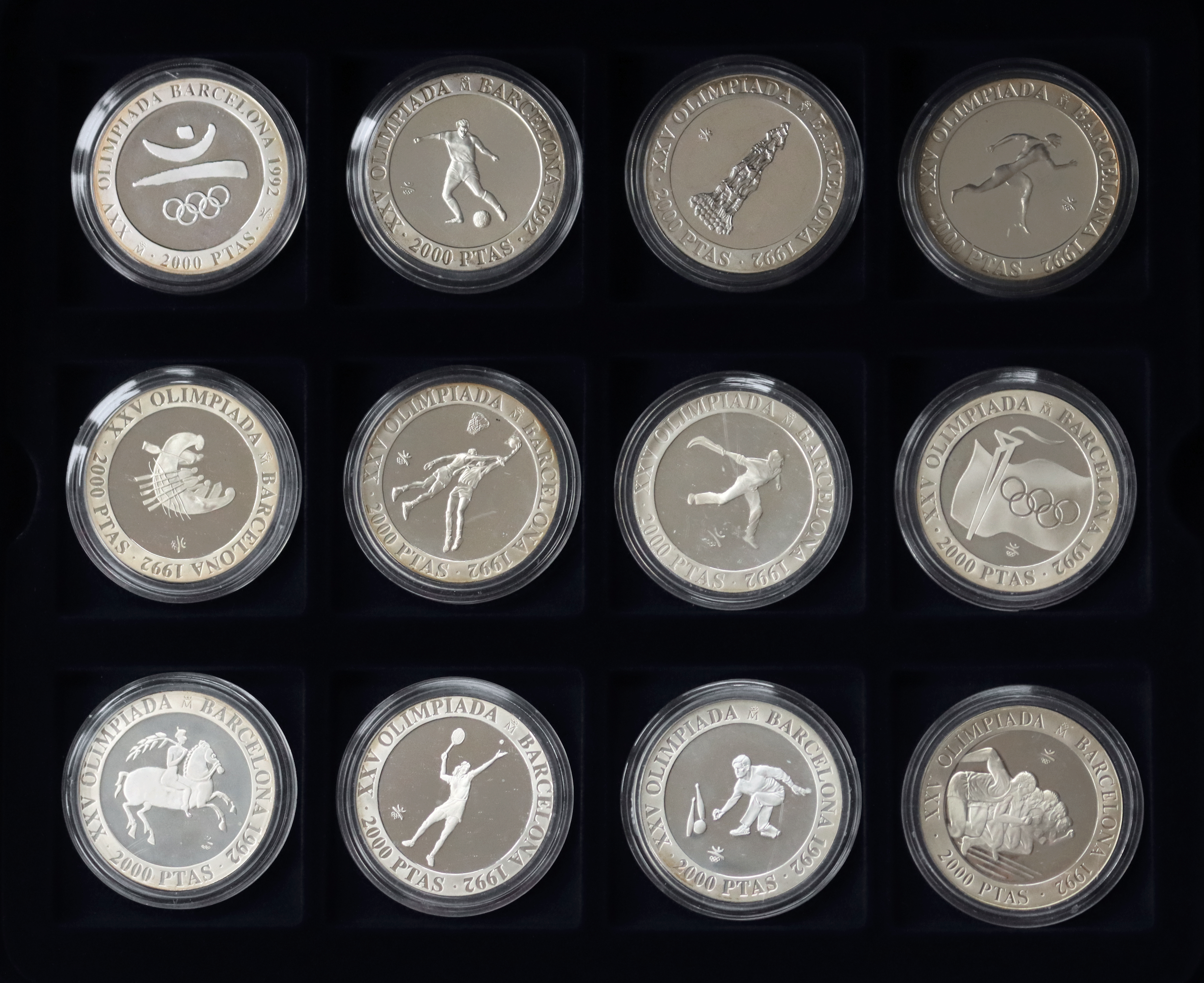 SPANIEN 1990/1992 Sammlung mit 14 x 2000 PTAS Olympische Spiele 1992