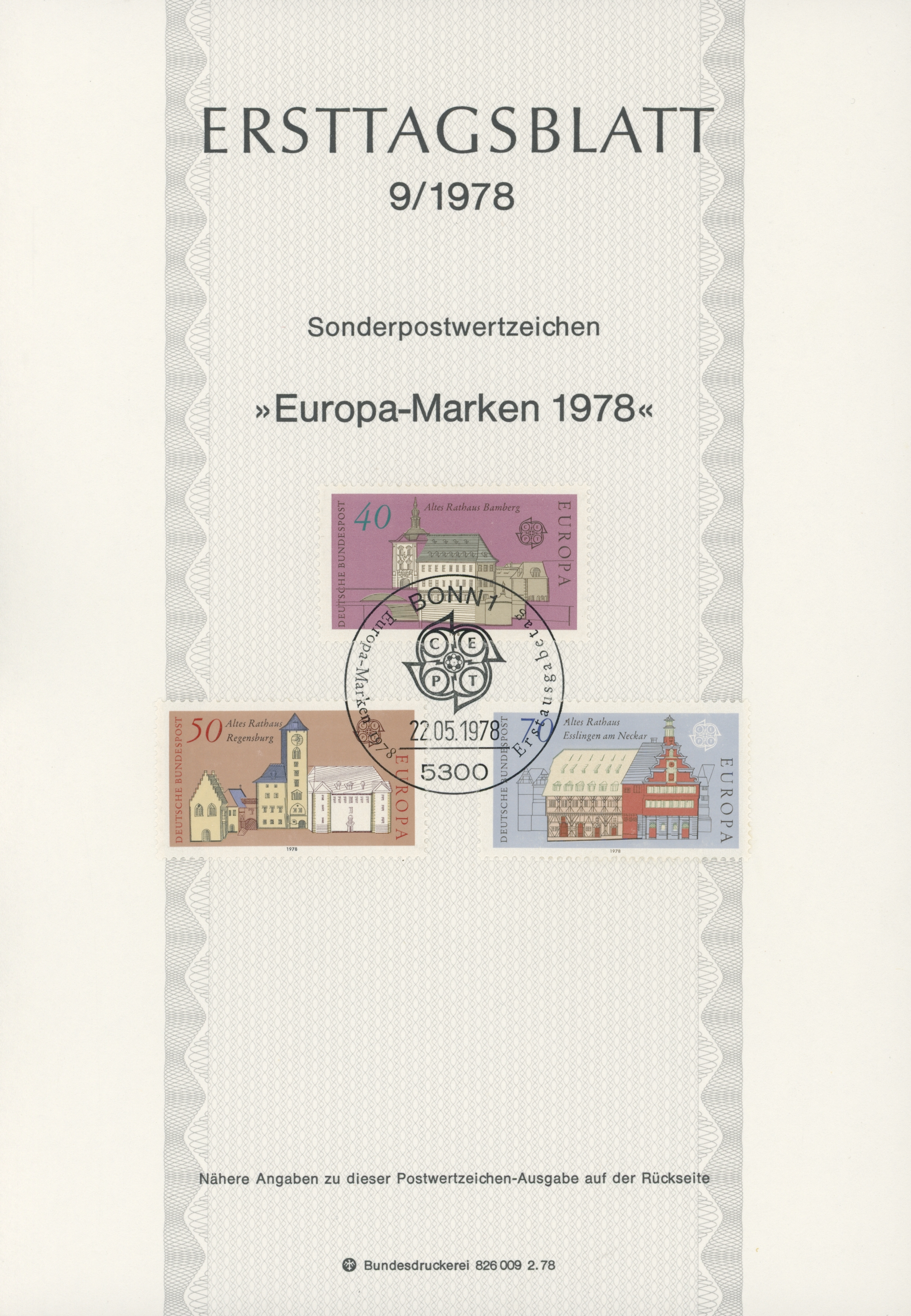 BRD Ersttagsblätter Jahrgang 1978