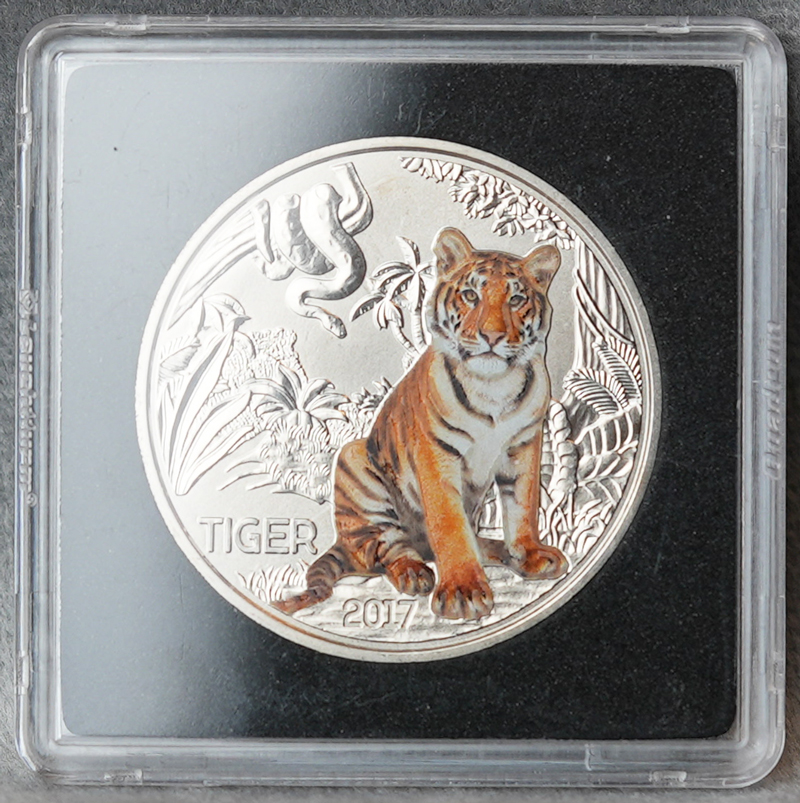 ÖSTERREICH 3 Euro 2017 Tiertaler Tiere aus aller Welt - Tiger