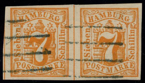 HAMBURG 1859 MiNr. 6 waagerechtes Paar HAMBURG 1859 MiNr. 6 waagerechtes Paar