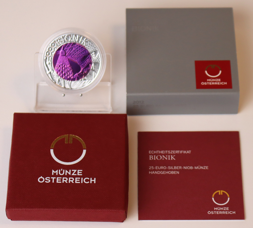 ÖSTERREICH 25 Euro 2012 Silber/Niob Bionik