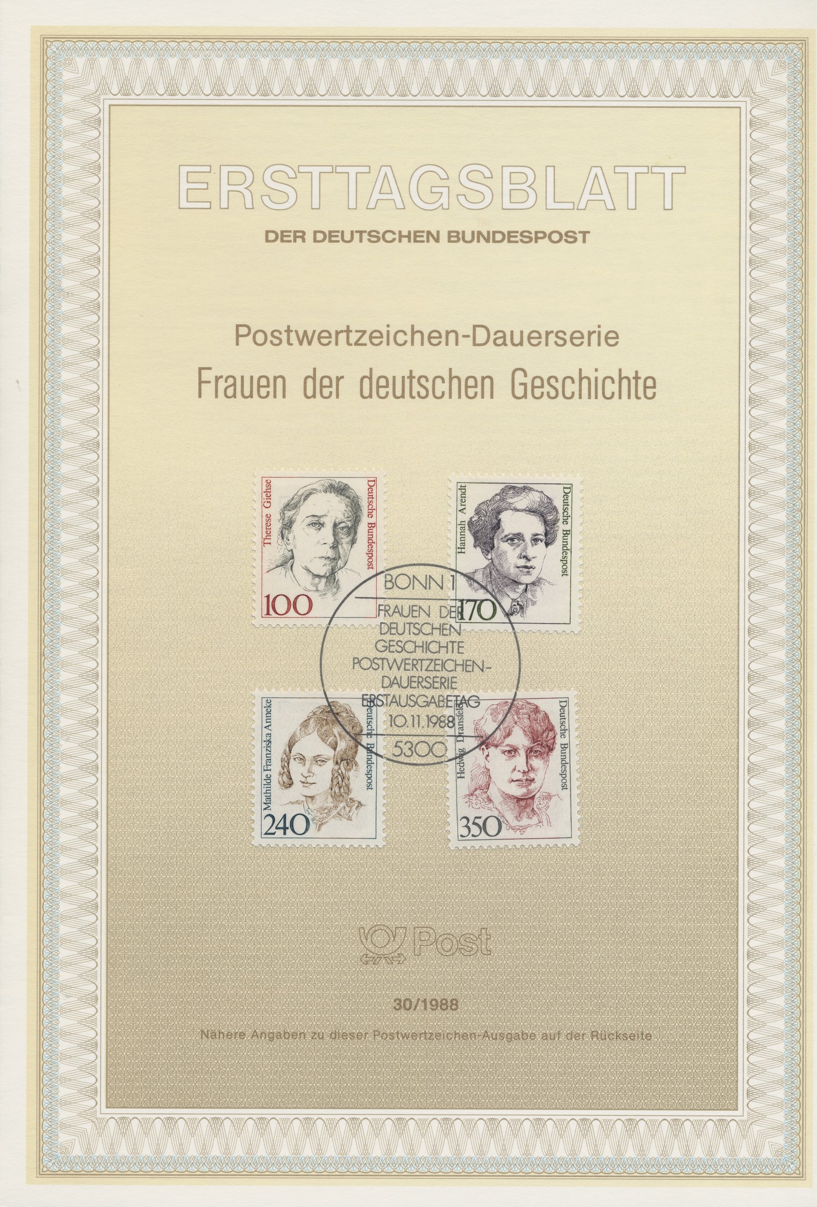 BRD Ersttagsblätter Jahrgang 1988