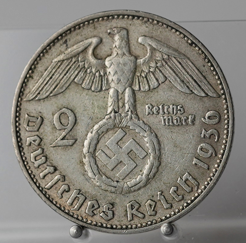 DRITTES REICH 2 Reichsmark Hindenburg 1936 J Jaeger 366