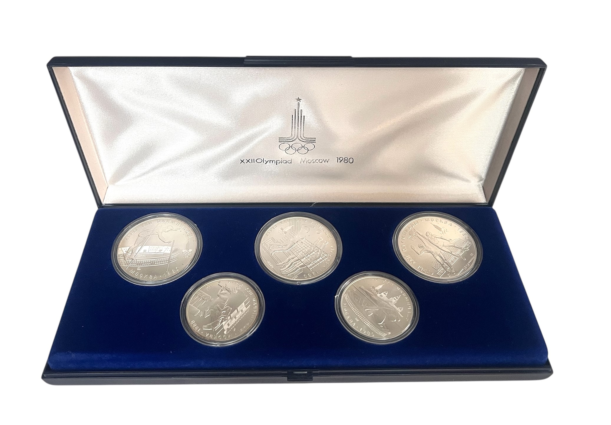 SOWJETUNION 1978 2 x 5 Rubel und 3 x 10 Rubel Olympische Spiele 1980 Set 3