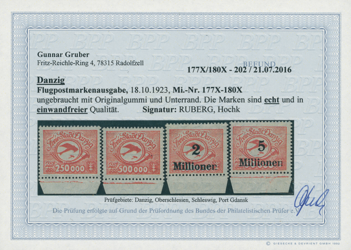 DANZIG 1923 MiNr. 177-180