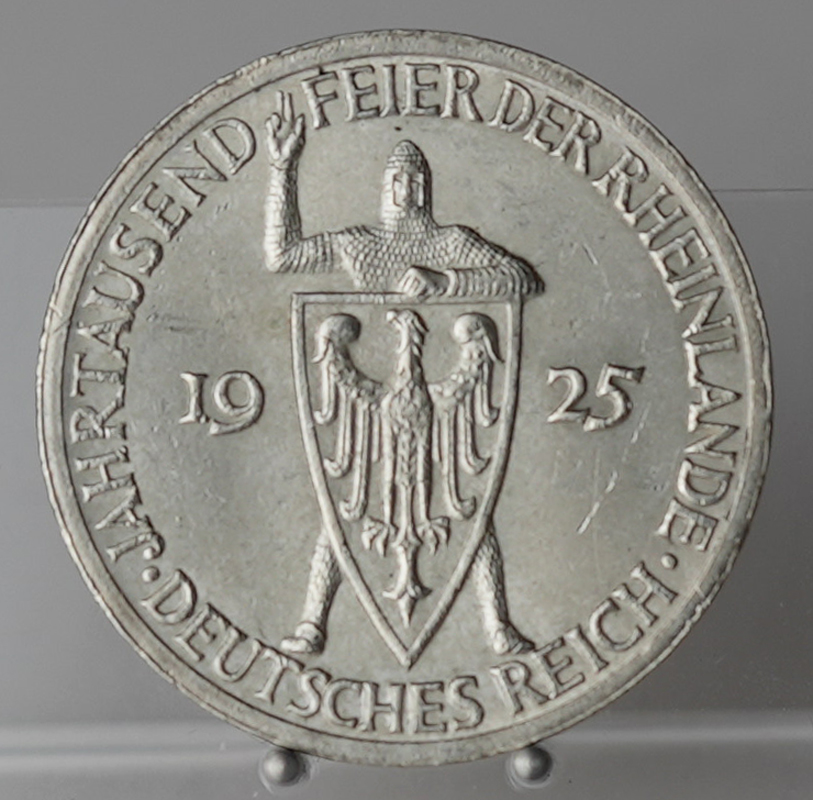 WEIMAR 3 Reichsmark 1925 A, Rheinlande, Jaeger 321