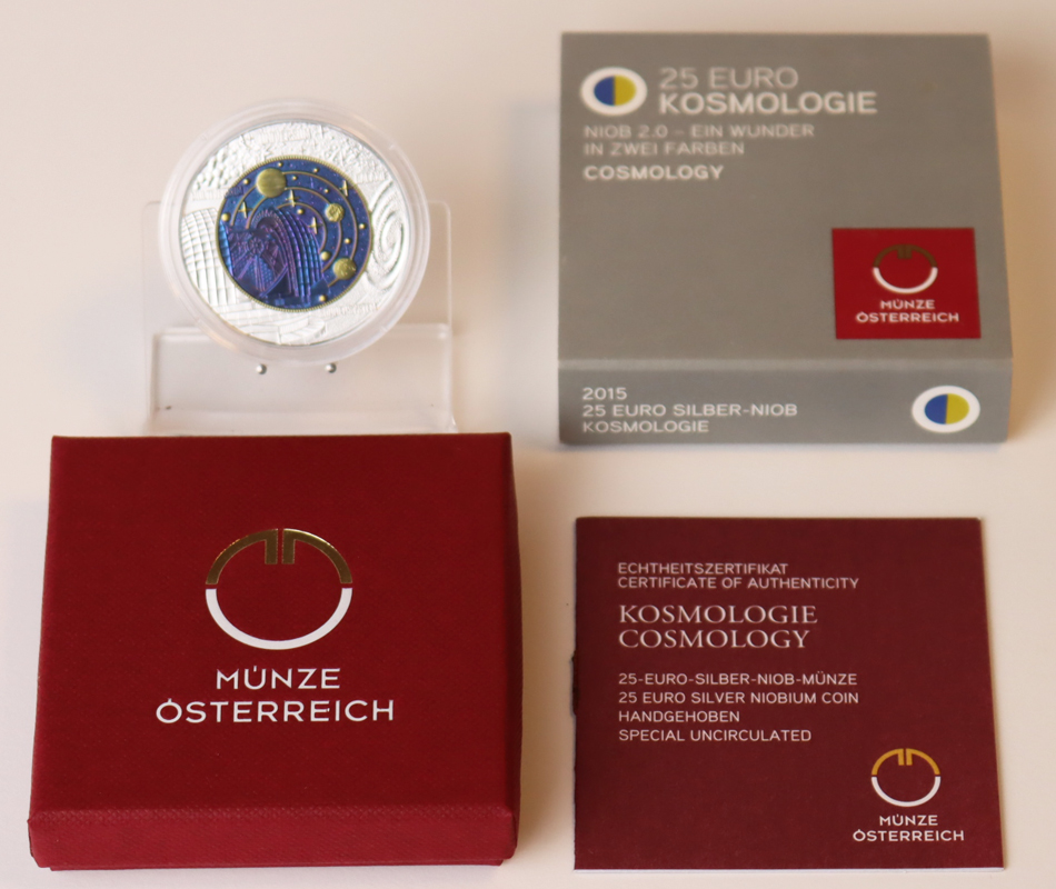 ÖSTERREICH 25 Euro 2015 Silber/Niob Cosmology