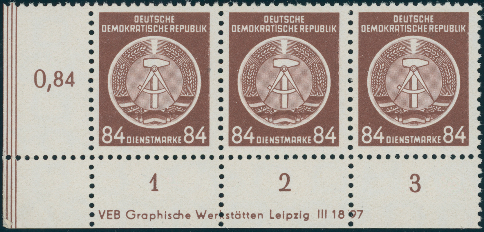 DDR-DIENST MiNr. A 17 x XII DV Druckvermerk
