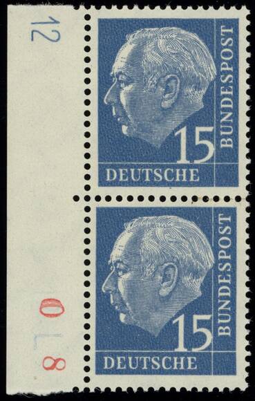 BRD 1960 MiNr. 184 y DZ '12' positiv
