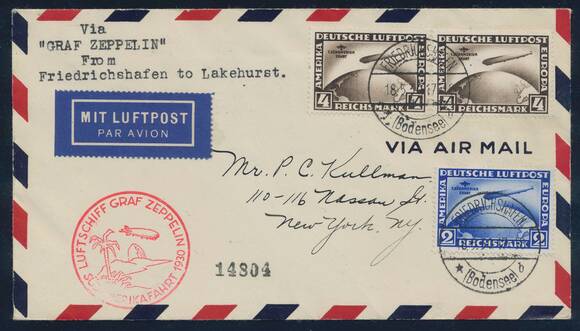 DR 1930 Zeppelinbrief der Südamerikafahrt des LZ 127 mit MiNr. 438 X und 2mal 439 X DR 1930 Zeppelinbrief der Südamerikafahrt des LZ 127 mit MiNr. 438 X und 2mal 439 X