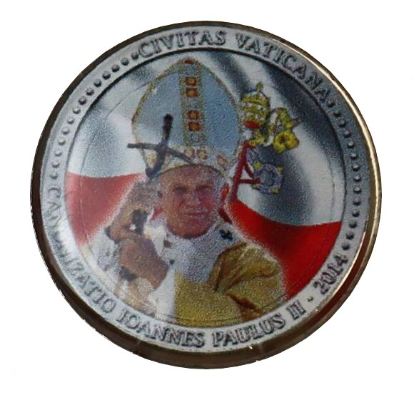 JOHANNES PAUL II. 2 Euro mit Emaille-Auflage