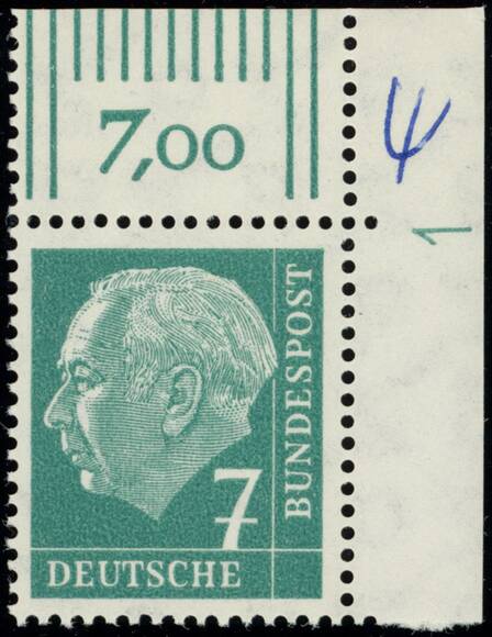 BRD 1954, MiNr. 181 x W DZ Druckerzeichen '1' positiv