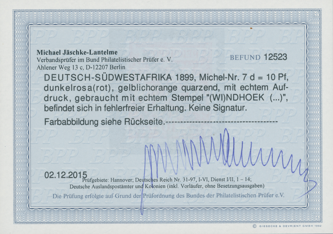 DEUTSCH-SÜDWESTAFRIKA 1899 MiNr. 7 d